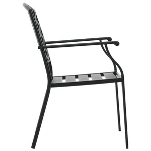 vidaXL Stackable Patio Chairs 2 pcs Steel Black-3