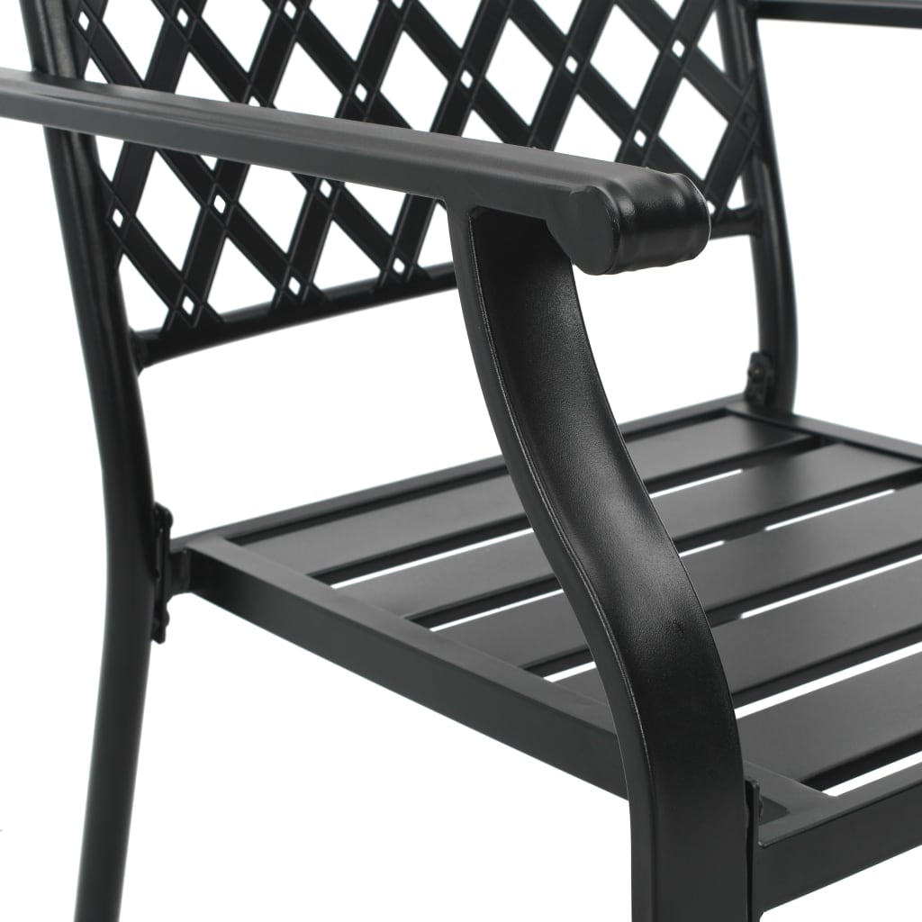 vidaXL Stackable Patio Chairs 2 pcs Steel Black-4