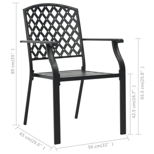 vidaXL Stackable Patio Chairs 2 pcs Steel Black-5