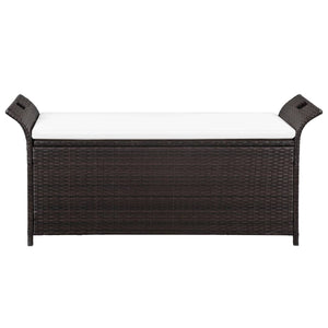 vidaXL Outdoor Storage Bench Patio Rattan Storage Box with Cushion Poly Rattan-35