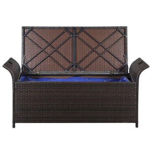 vidaXL Outdoor Storage Bench Patio Rattan Storage Box with Cushion Poly Rattan-2