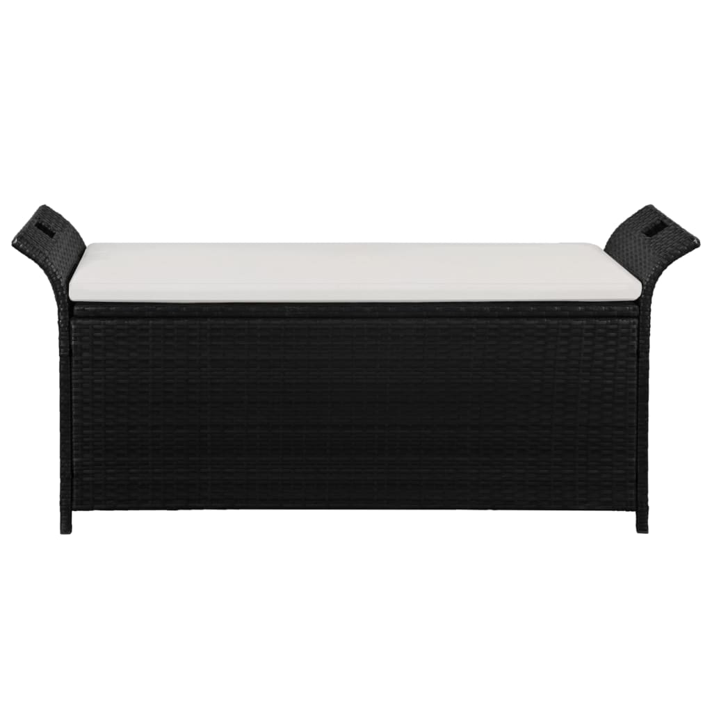 vidaXL Outdoor Storage Bench Patio Rattan Storage Box with Cushion Poly Rattan-10