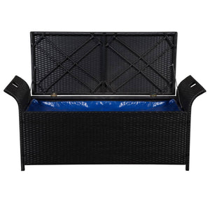 vidaXL Outdoor Storage Bench Patio Rattan Storage Box with Cushion Poly Rattan-19