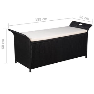 vidaXL Outdoor Storage Bench Patio Rattan Storage Box with Cushion Poly Rattan-23