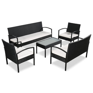 vidaXL Patio Furniture Set 5 Piece Outdoor Sofa with Coffee Table Poly Rattan-0