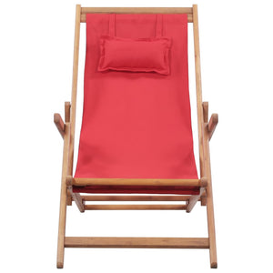 vidaXL Beach Sling Patio Chair Folding Deck Chair Fabric and Wooden Frame-2