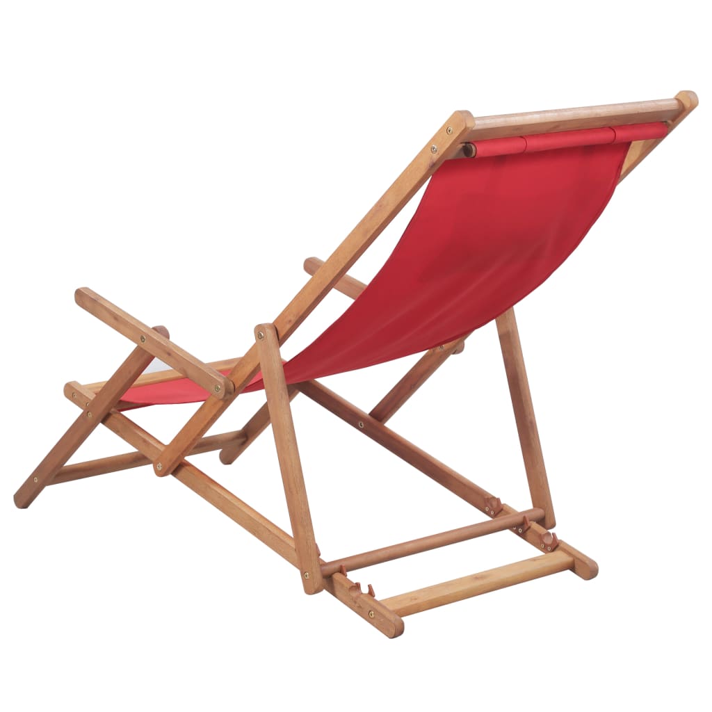 vidaXL Beach Sling Patio Chair Folding Deck Chair Fabric and Wooden Frame-57