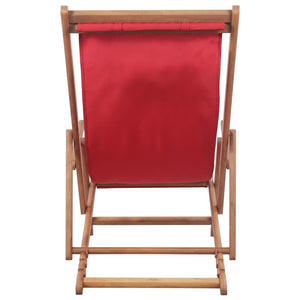 vidaXL Beach Sling Patio Chair Folding Deck Chair Fabric and Wooden Frame-58