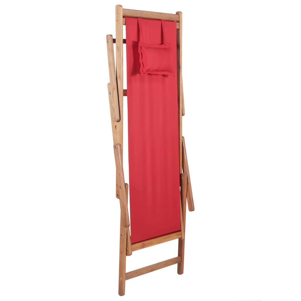 vidaXL Beach Sling Patio Chair Folding Deck Chair Fabric and Wooden Frame-16