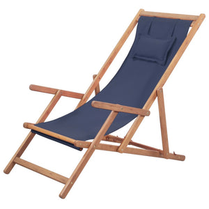 vidaXL Beach Sling Patio Chair Folding Deck Chair Fabric and Wooden Frame-3