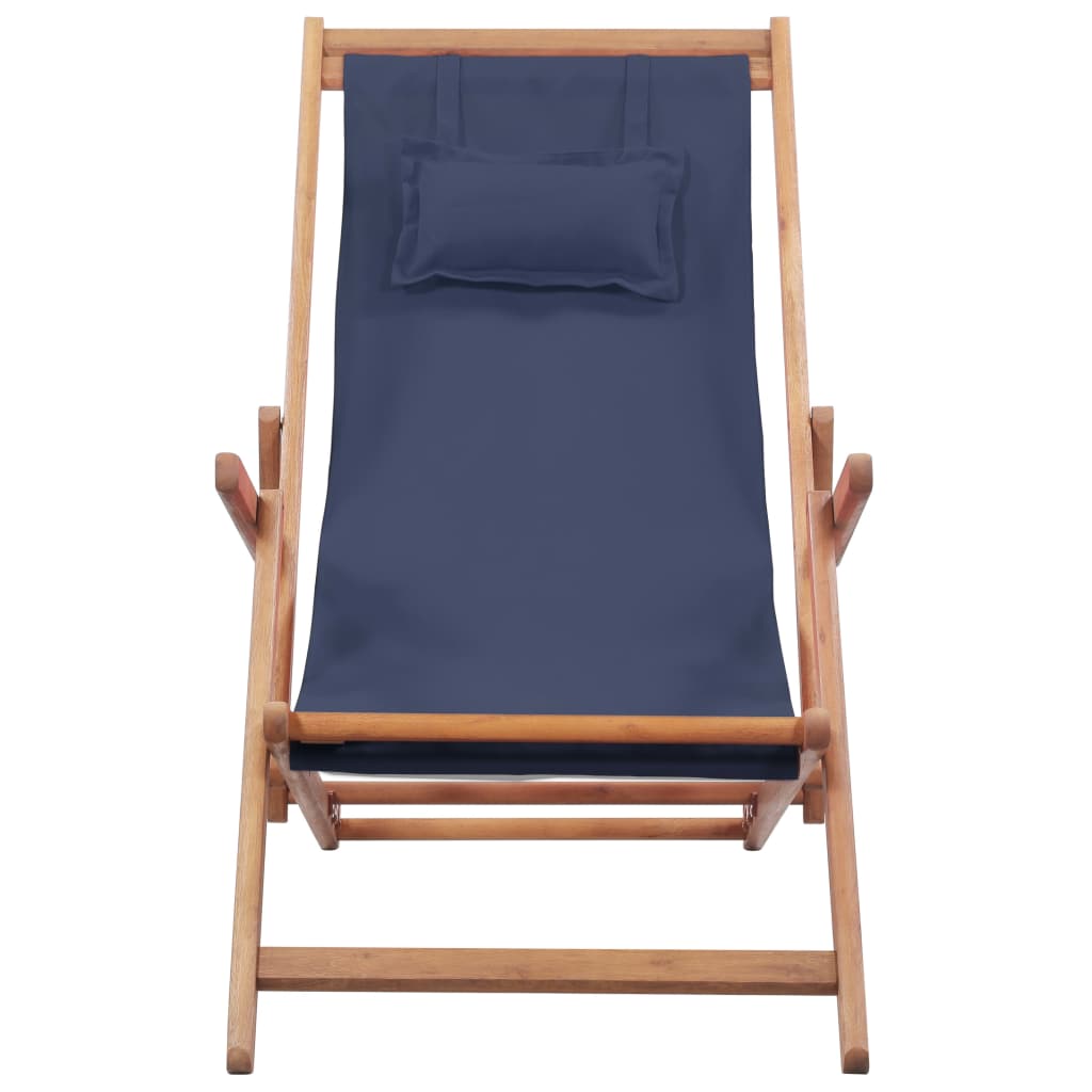 vidaXL Beach Sling Patio Chair Folding Deck Chair Fabric and Wooden Frame-4