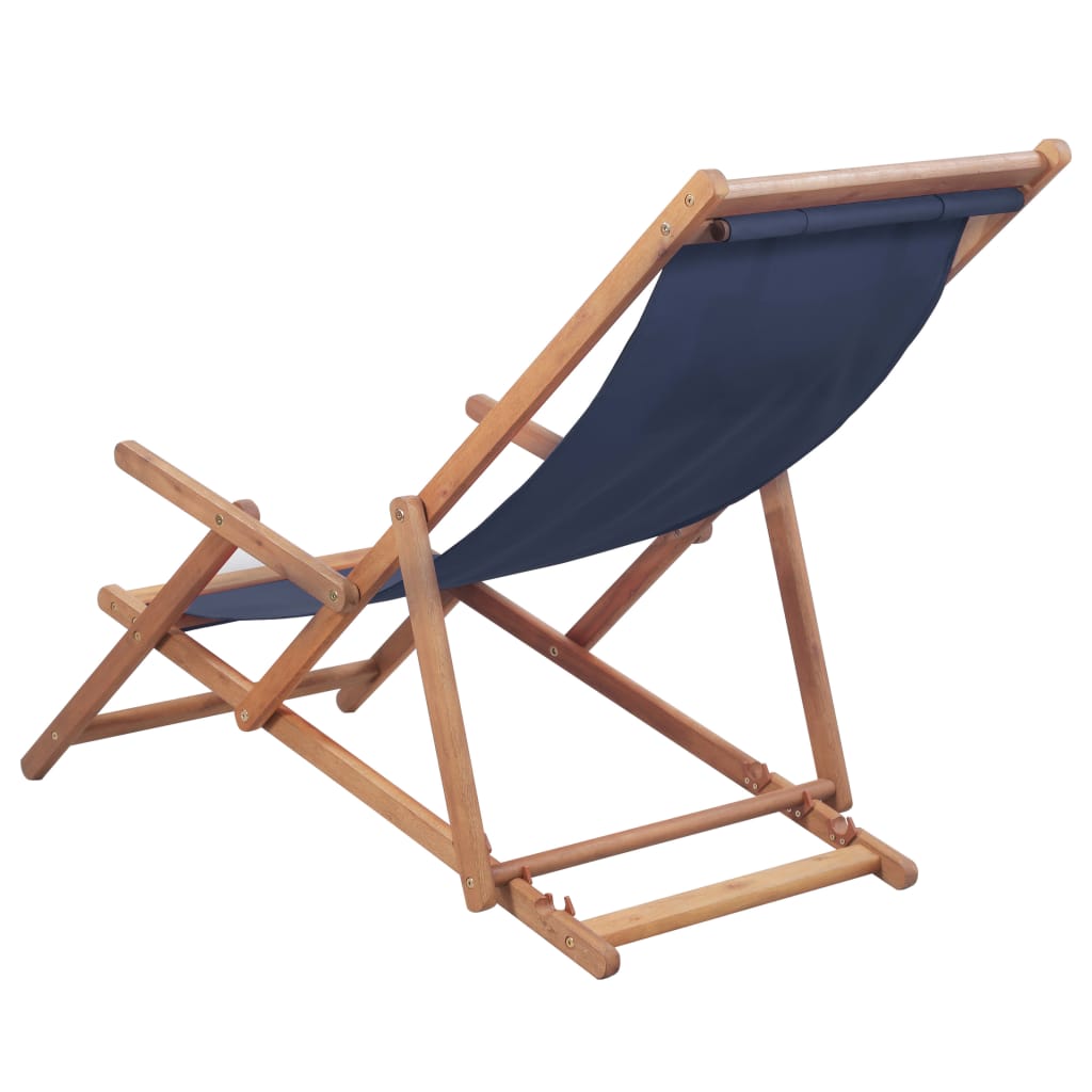 vidaXL Beach Sling Patio Chair Folding Deck Chair Fabric and Wooden Frame-5