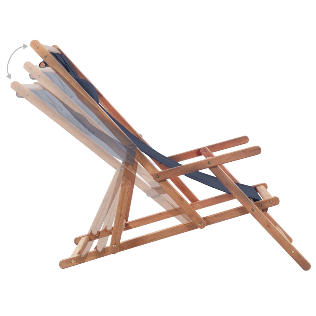 vidaXL Beach Sling Patio Chair Folding Deck Chair Fabric and Wooden Frame-10