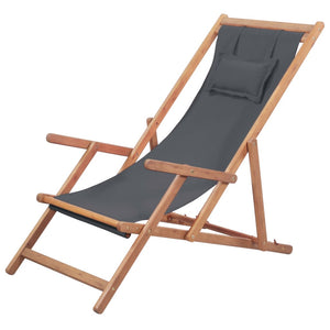 vidaXL Beach Sling Patio Chair Folding Deck Chair Fabric and Wooden Frame-6