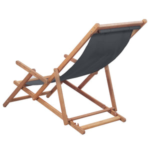 vidaXL Beach Sling Patio Chair Folding Deck Chair Fabric and Wooden Frame-7