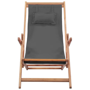 vidaXL Beach Sling Patio Chair Folding Deck Chair Fabric and Wooden Frame-11