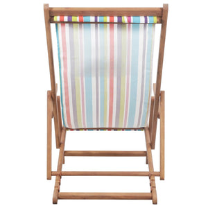 vidaXL Beach Sling Patio Chair Folding Deck Chair Fabric and Wooden Frame-14