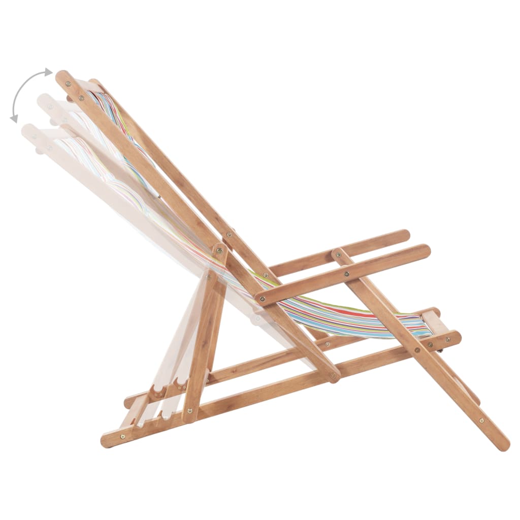 vidaXL Beach Sling Patio Chair Folding Deck Chair Fabric and Wooden Frame-43