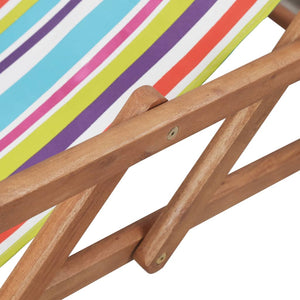 vidaXL Beach Sling Patio Chair Folding Deck Chair Fabric and Wooden Frame-45