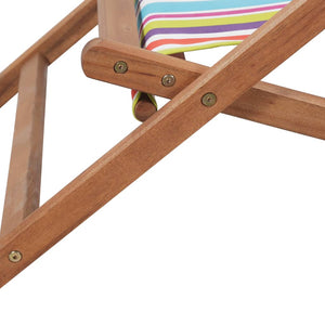 vidaXL Beach Sling Patio Chair Folding Deck Chair Fabric and Wooden Frame-46