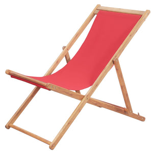 vidaXL Beach Sling Patio Chair Folding Deck Chair Fabric and Wooden Frame-0