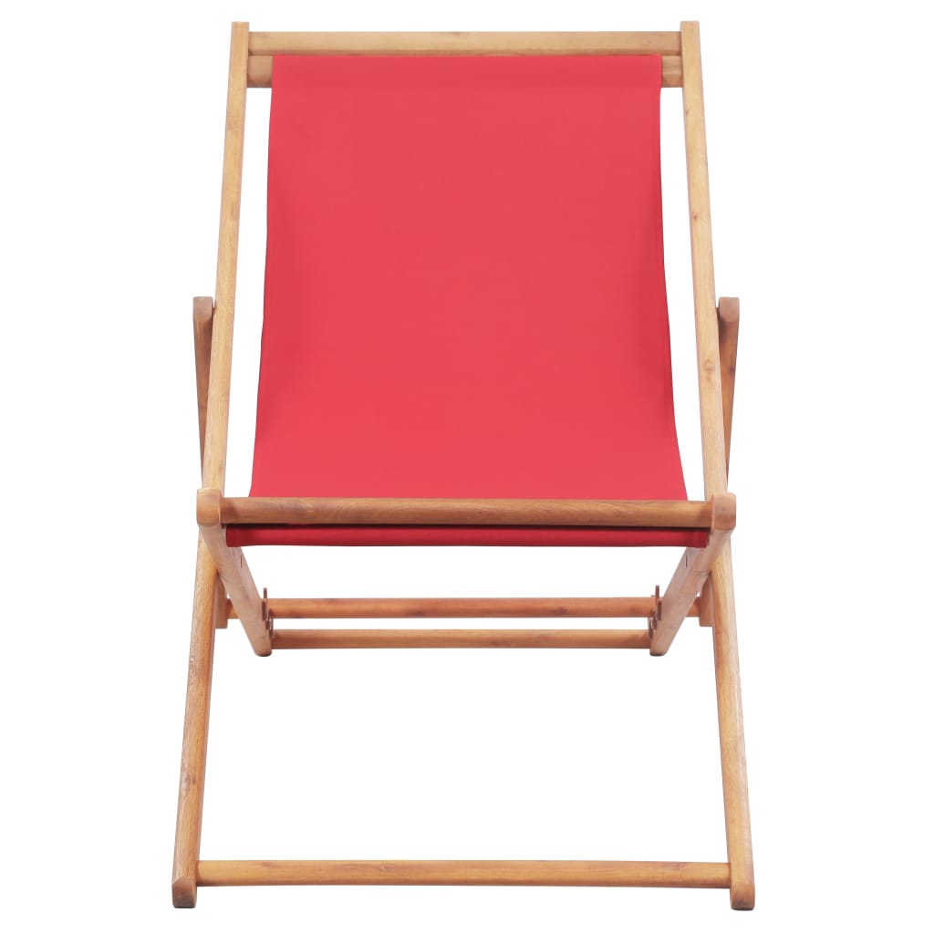 vidaXL Beach Sling Patio Chair Folding Deck Chair Fabric and Wooden Frame-1