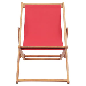 vidaXL Beach Sling Patio Chair Folding Deck Chair Fabric and Wooden Frame-1