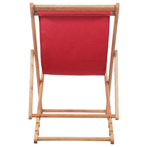 vidaXL Beach Sling Patio Chair Folding Deck Chair Fabric and Wooden Frame-45