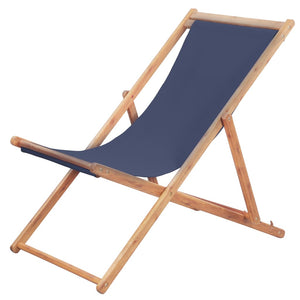 vidaXL Beach Sling Patio Chair Folding Deck Chair Fabric and Wooden Frame-3