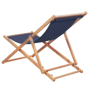 vidaXL Beach Sling Patio Chair Folding Deck Chair Fabric and Wooden Frame-4