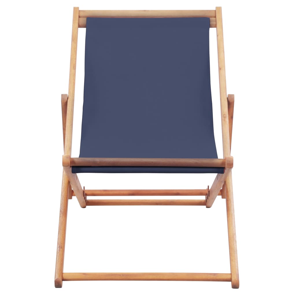 vidaXL Beach Sling Patio Chair Folding Deck Chair Fabric and Wooden Frame-5