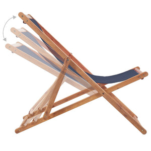 vidaXL Beach Sling Patio Chair Folding Deck Chair Fabric and Wooden Frame-49