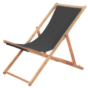 vidaXL Beach Sling Patio Chair Folding Deck Chair Fabric and Wooden Frame-6