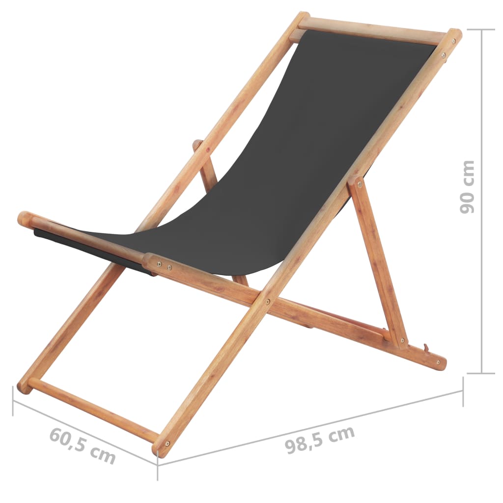 vidaXL Beach Sling Patio Chair Folding Deck Chair Fabric and Wooden Frame-31