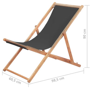 vidaXL Beach Sling Patio Chair Folding Deck Chair Fabric and Wooden Frame-31