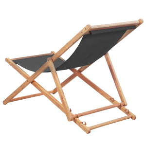 vidaXL Beach Sling Patio Chair Folding Deck Chair Fabric and Wooden Frame-11