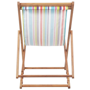 vidaXL Beach Sling Patio Chair Folding Deck Chair Fabric and Wooden Frame-20