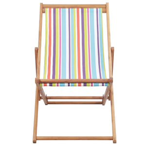 vidaXL Beach Sling Patio Chair Folding Deck Chair Fabric and Wooden Frame-21