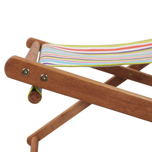 vidaXL Beach Sling Patio Chair Folding Deck Chair Fabric and Wooden Frame-33