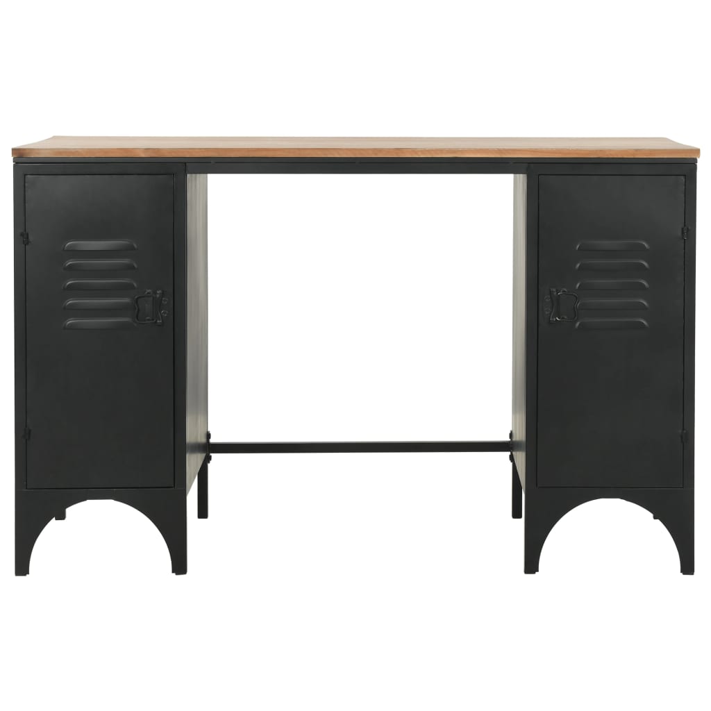 vidaXL Double Pedestal Desk Solid Firwood and Steel 47.2"x19.7"x29.9"-1