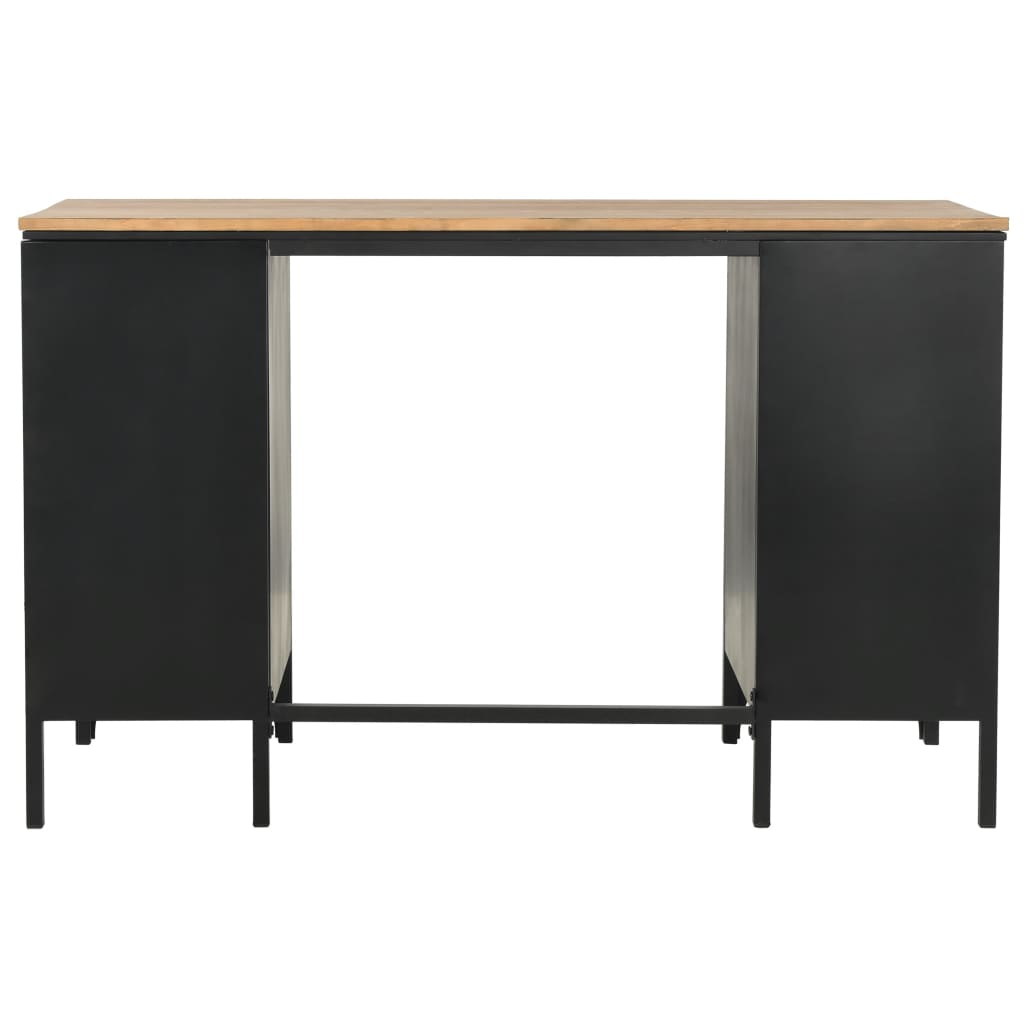 vidaXL Double Pedestal Desk Solid Firwood and Steel 47.2"x19.7"x29.9"-4