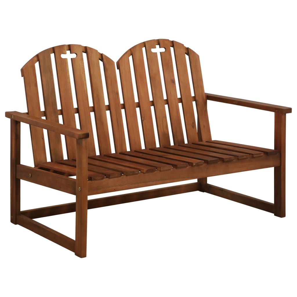 vidaXL Outdoor Patio Bench 2-Seater Bench with Armrests Solid Wood Acacia-5