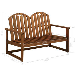 vidaXL Outdoor Patio Bench 2-Seater Bench with Armrests Solid Wood Acacia-4