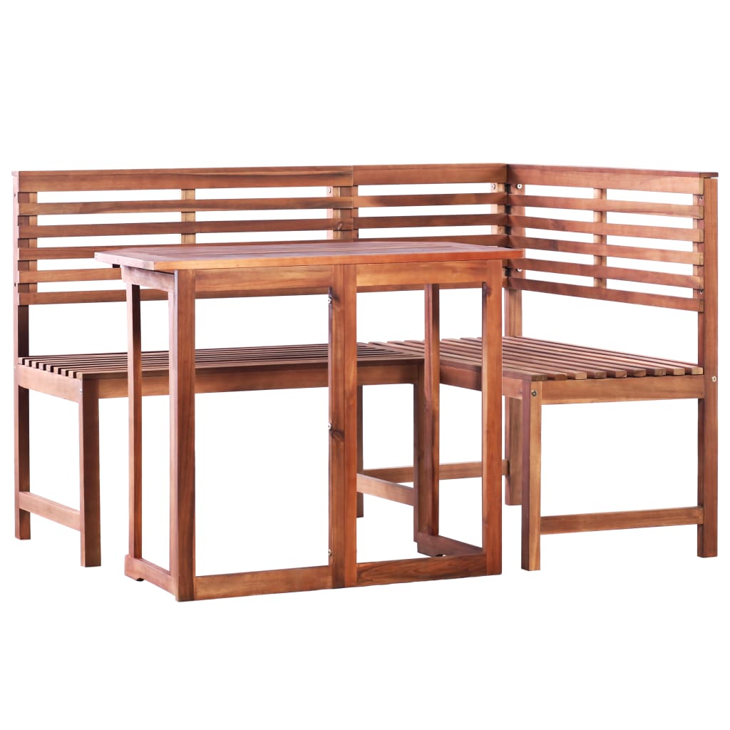 vidaXL Solid Wood Acacia Bistro Set 2 Piece Outdoor Table Bench Brown/Gray-0