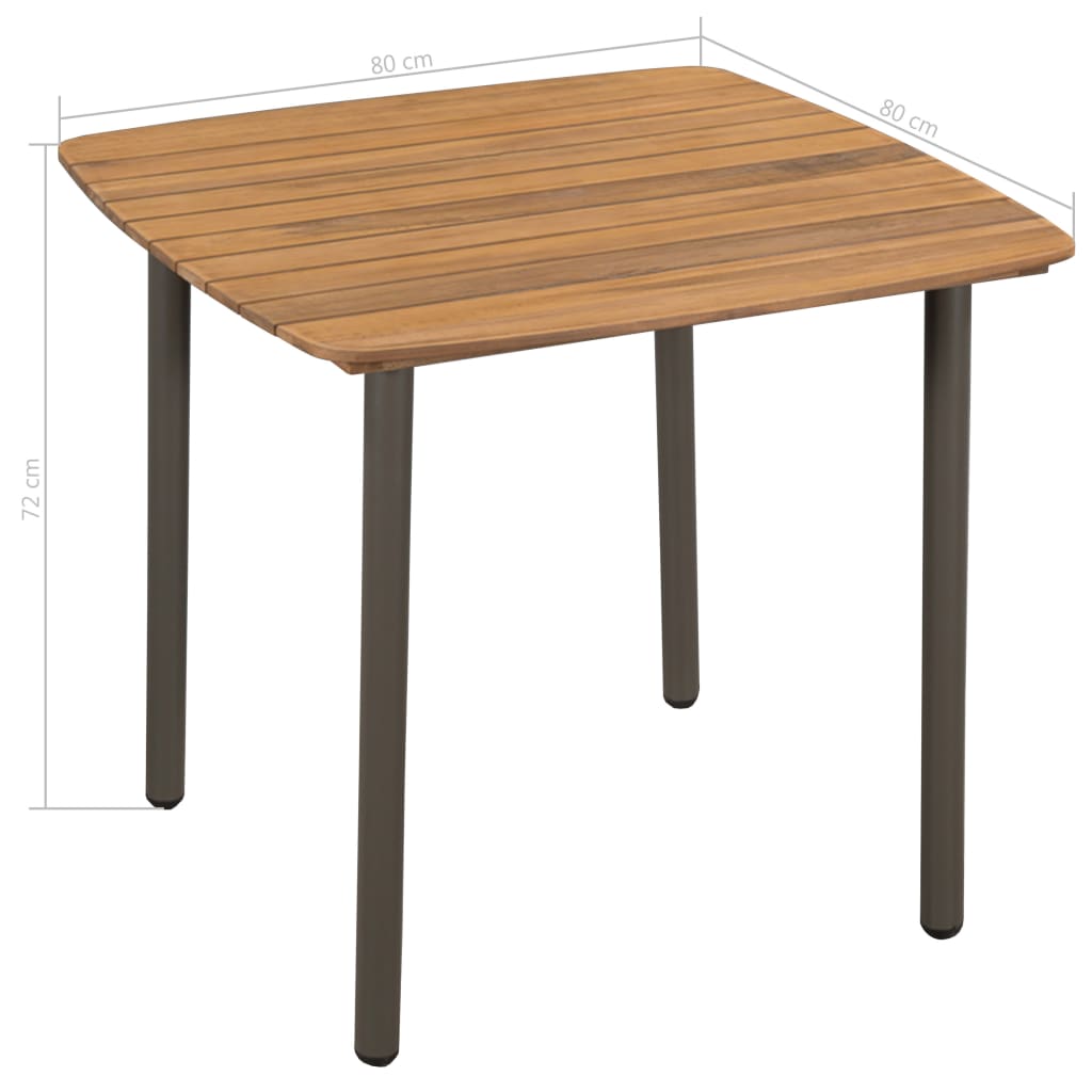 vidaXL Patio Table Garden Outdoor Dining Table Solid Acacia Wood and Steel-2