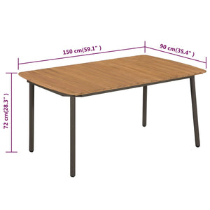 vidaXL Patio Table Garden Outdoor Dining Table Solid Acacia Wood and Steel-9