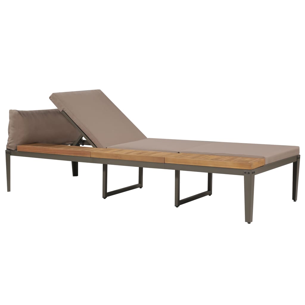 vidaXL Sun Lounger with Cushions Solid Acacia Wood Brown-1