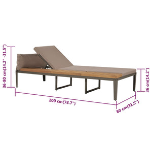 vidaXL Sun Lounger with Cushions Solid Acacia Wood Brown-4