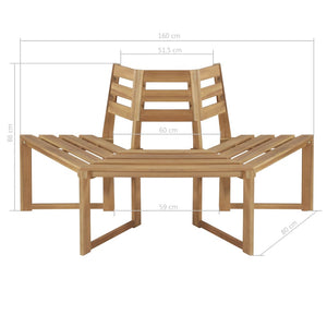 vidaXL Tree Bench Half-hexagonal 63" Solid Acacia Wood-3