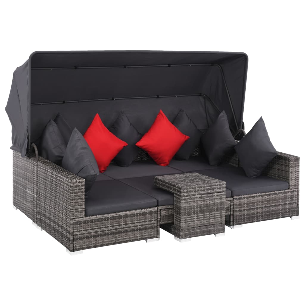 vidaXL Patio Furniture Set Conversation Set Sectional Sofa with Table Rattan-0